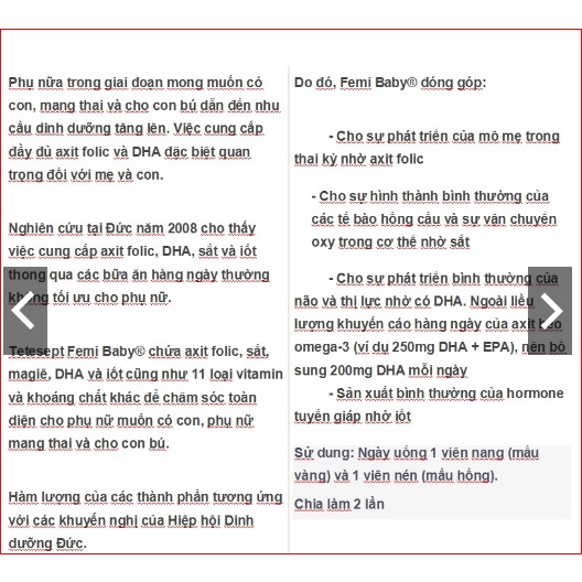 Viên uống Tetesept Femi Baby hộp 60 viên