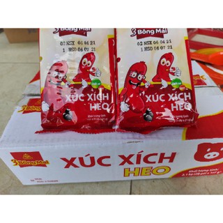 Thùng 20 gói xúc xích heo/bò ăn liền 3 bông mai (20 gói x 5 cây x21g)