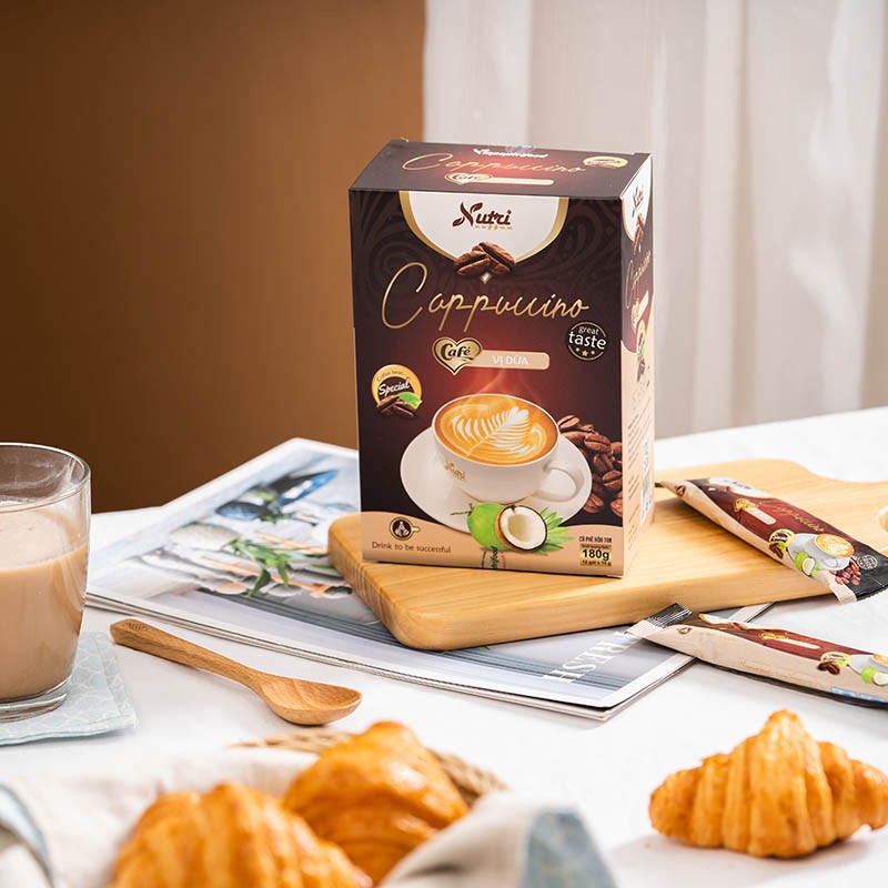 Cà Phê Capuchino Dừa VINANUTRIFOOD, Hộp 15g x 12 gói