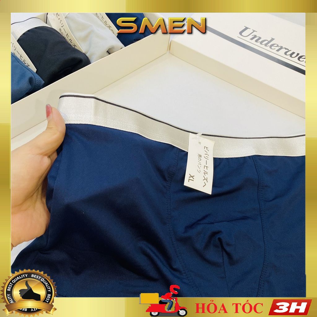 Quần lót nam boxer thun lạnh, quần sịp nam thun lạnh co giãn, thông thoáng, hút mồ hôi khử mùi hôi SDN01(Che tên) SMEN