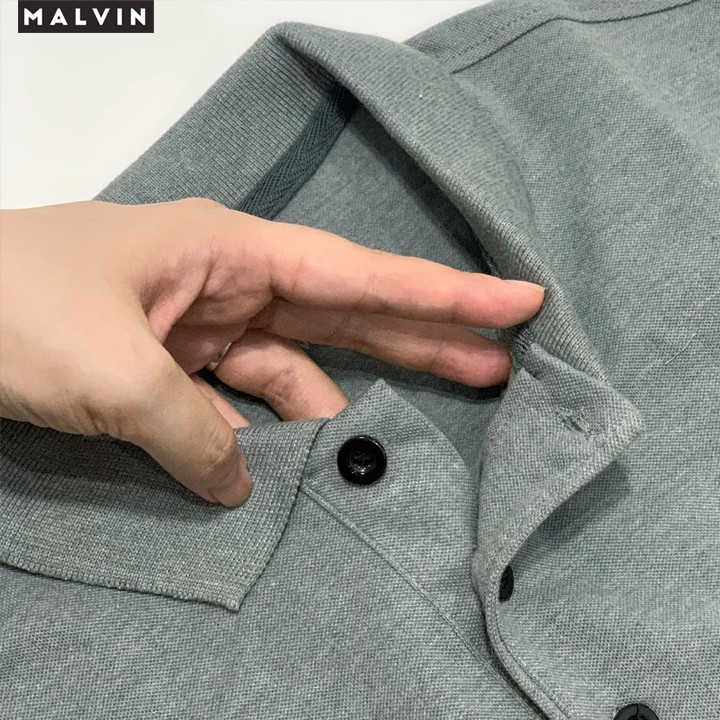 Áo Polo Nam Màu Xám Chì có cổ BASIC vải cotton cá sấu chất đẹp cao cấp Malvin Official MALP002