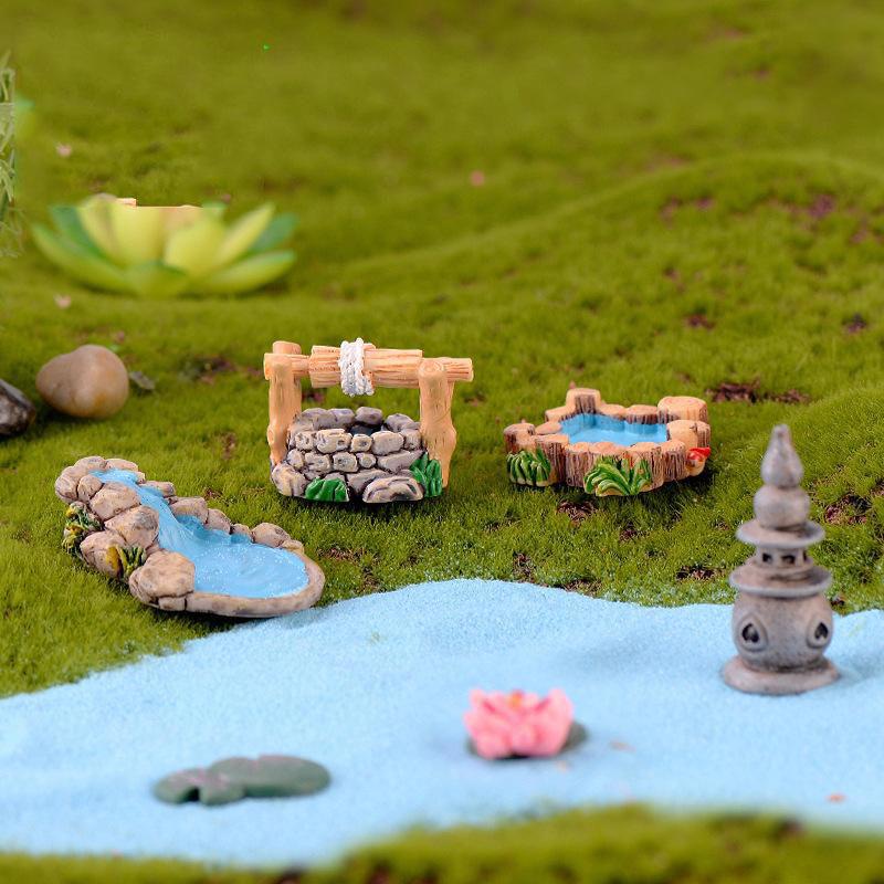 Mô hình cảnh ven hồ, mô hình trang trí tiểu cảnh, sen đá, terrarium