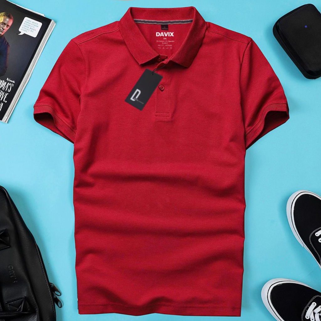 Áo Thun Nam POLO Trơn DAVIX Vải Cá Sấu Cotton Cổ Bẻ Cao Cấp Ngắn Tay Cực Sang Trọng