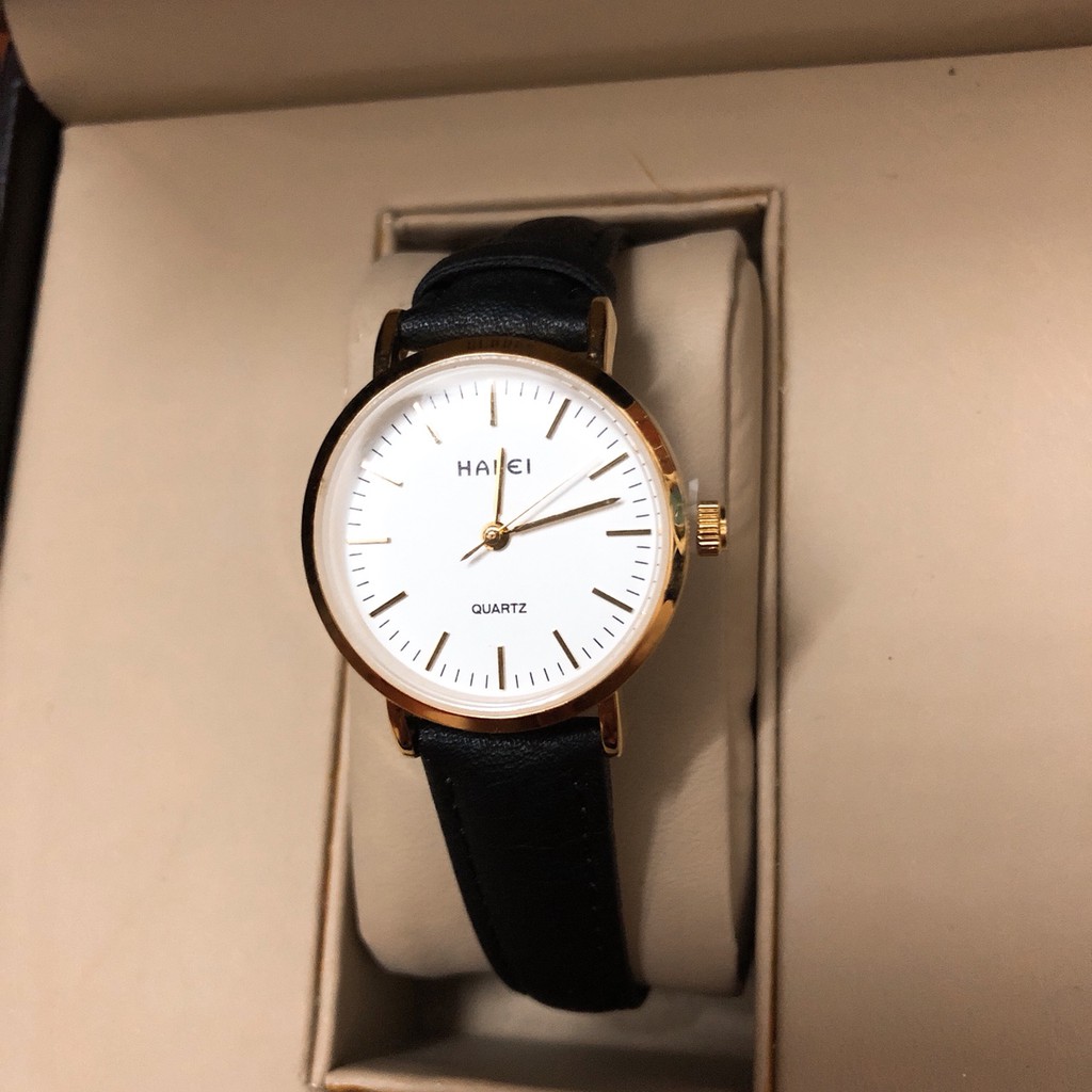 Cặp Đồng hồ nam nữ HALEI mặt tròn dây da thời thượng | BigBuy360 - bigbuy360.vn