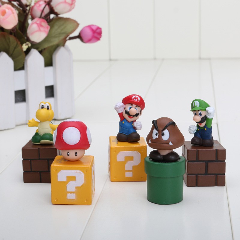 Set 5 mô hình đồ chơi các nhân vật trong game "Super Mario Bros" vui nhộn