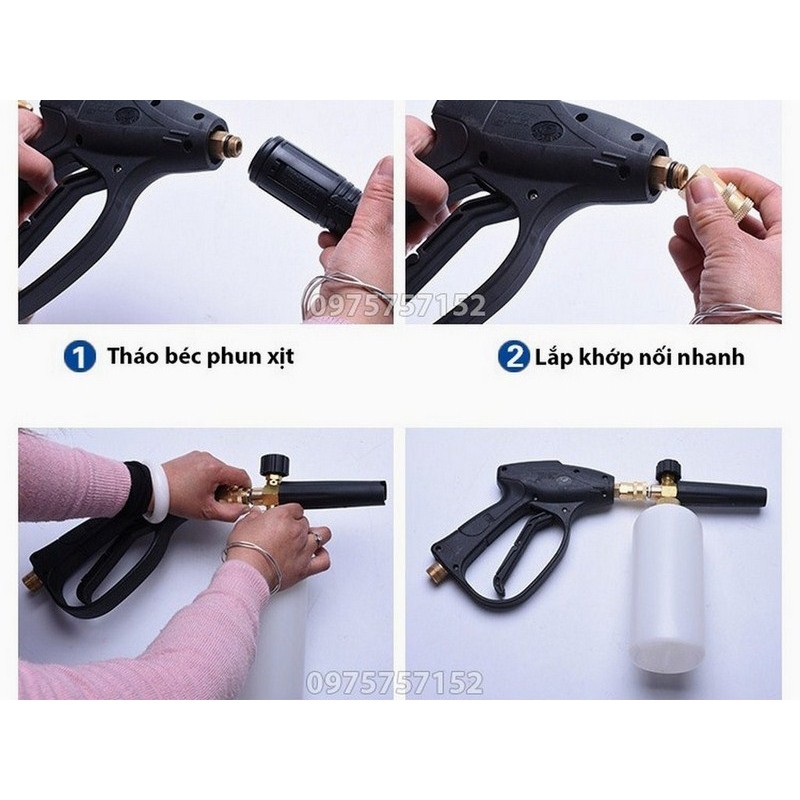 BỘ SÚNG XỊT RỬA VÀ BÌNH TẠO BỌT TUYẾT CHO MÁY RỬA XE ÁP LỰC CAO