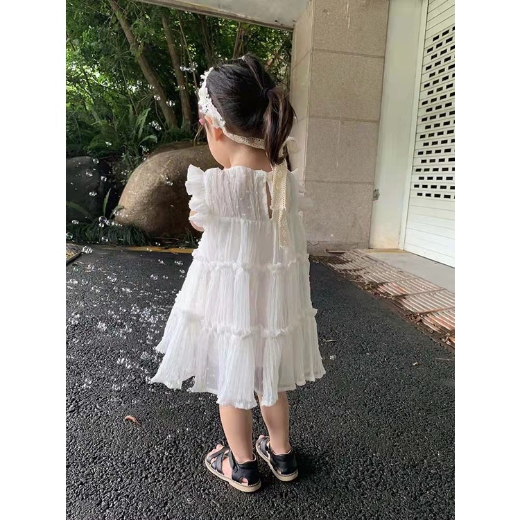 Đầm công chúa BCBL màu trắng thiết kế xinh xắn cho bé gái 1 tuổi