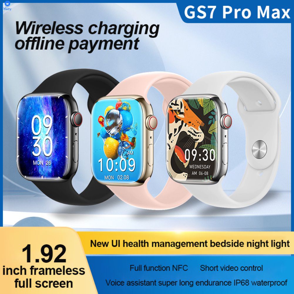Gs7 Pro Max Đồng Hồ Thông Minh Thể Thao Nam Đồng Hồ Thông Minh Smartwatch Nữ Bt Gọi Nhịp Tim Iwo 13 Series 7 Màu 1.92 màn Hình Vòng Tay Thông Minh Người Phụ Nữ 【Bluey】