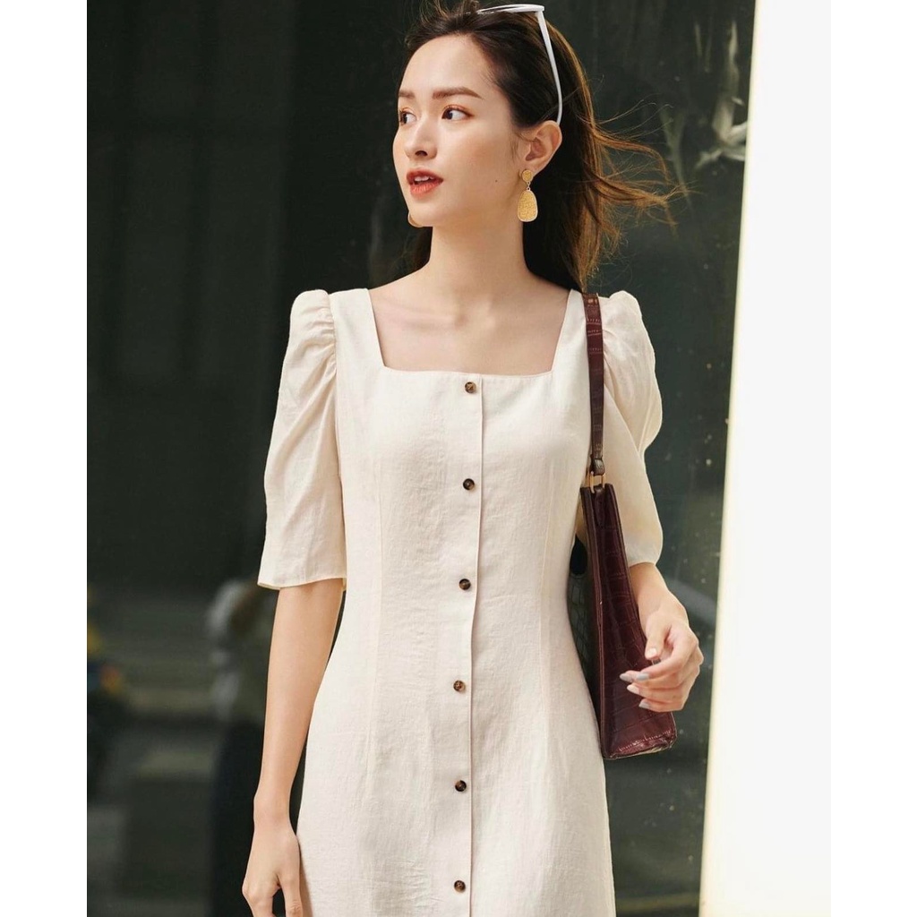 Váy Layla cổ vuông Vintage | Oyster and Snail