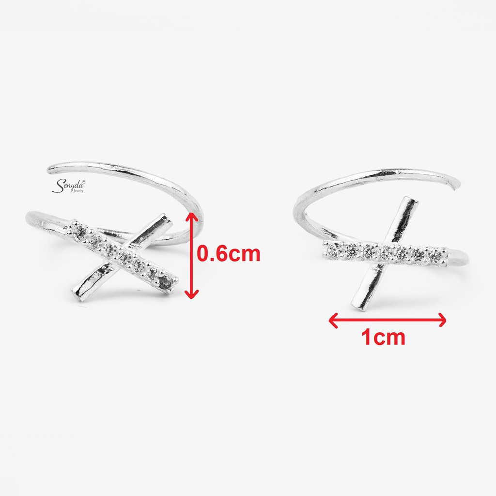 Bông tai nữ trang sức BẠC 925 SENYDA khoen chữ X BT435