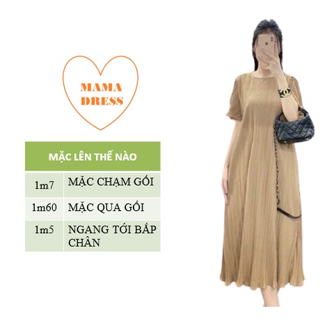 Váy - đầm bầu xếp ly thời trang thiết kế đẹp cho công sở - dự tiệc hoặc đi chơi FREESIZE 45-70kg siêu xinh V10