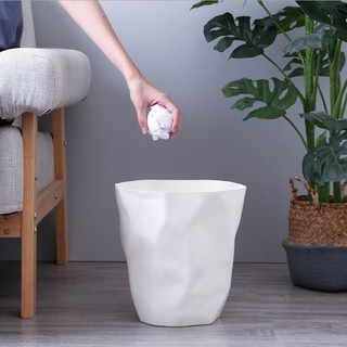 Unique Wrinkle Waste Bin Office Garbage Basket Trash Can Dustbin Container