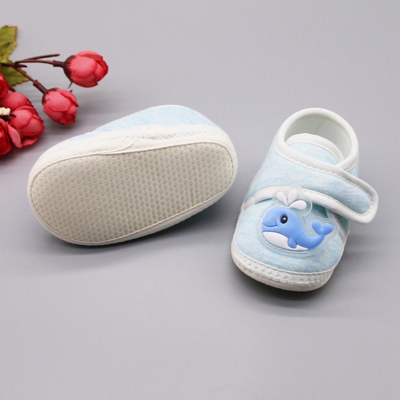 Giày vải cotton tập đi in họa tiết hoạt hình cho em bé