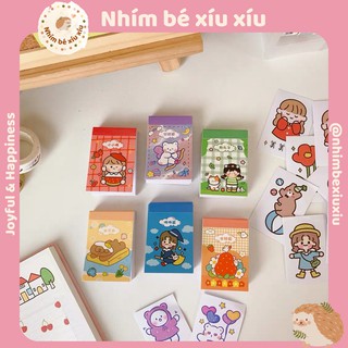 Tập 50 tờ sticker/giầy nền dạng sổ nhỏ nhiều mẫu siêu cute - hình dán trang trí sổ VT187