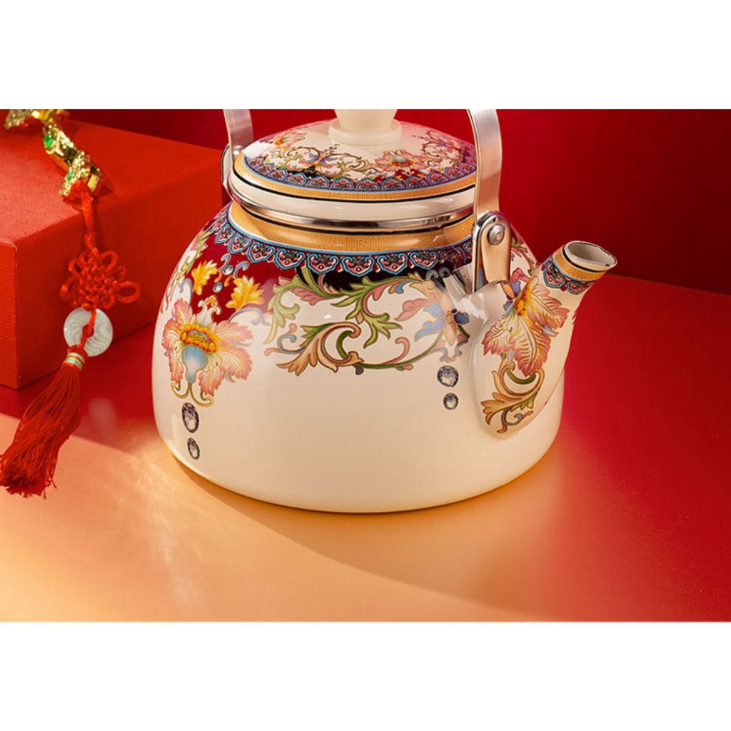 Ấm Trà Tráng Men Hình Quả Lê Có Tay Cầm Bằng Sứ