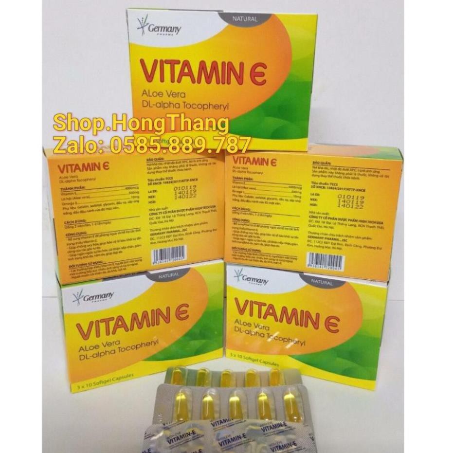 Vitamin E kèm tinh chất nha đam, đẹp da, chống lão hóa, mờ thâm, tạo làn da sáng, mịn, hồng hào
