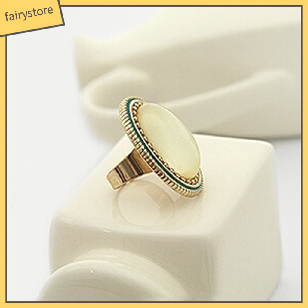 Nhẫn hợp kim mặt hình oval có thể điều chỉnh phong cách cổ điển