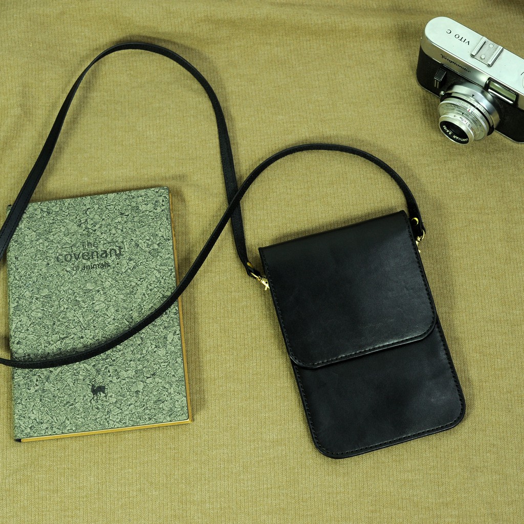 Túi đeo da bò có ngăn đê điện thoại có dây đeo - Đồ da Handmade - Da bò nhập khẩu VI180