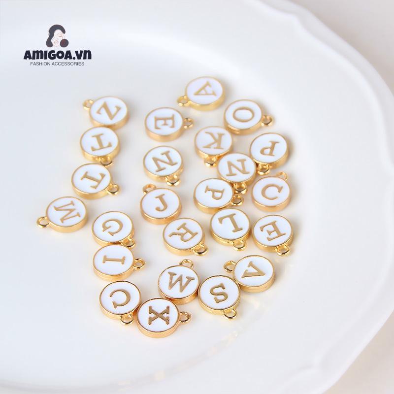✨✨1 Mặt Dây Chuyền Hợp Kim Hai Mặt Hình Chữ Cái DIY