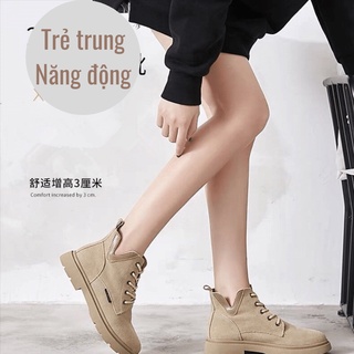 Giày bốt nữ cổ thấp boot martin nữ đế cao 3.5cm chất da cực mịn