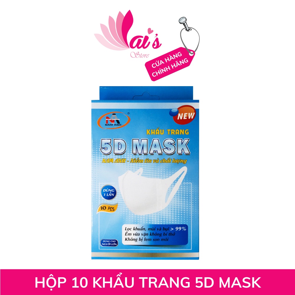 Hộp 10 Cái Khẩu Trang 5D Mask Nam Anh Famapro Ôm Vừa Khuôn Mặt, Mềm Mại, Thoải Mái, Không Lem Son - LAI'S STORE