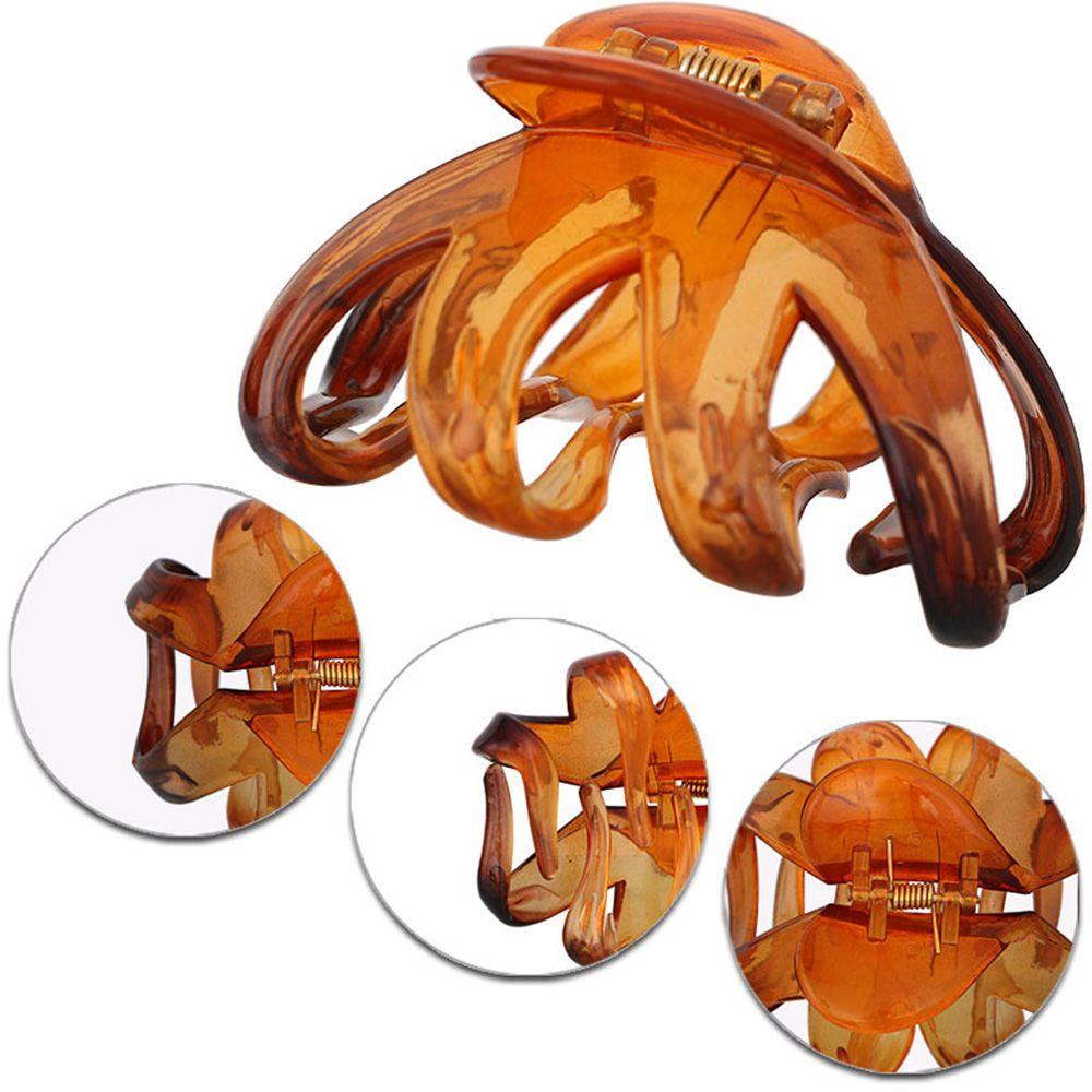 Kẹp Tóc Cà Phê 4 Móng Vuốt Lớn Chống Trượt Đơn Giản Cho Nữ