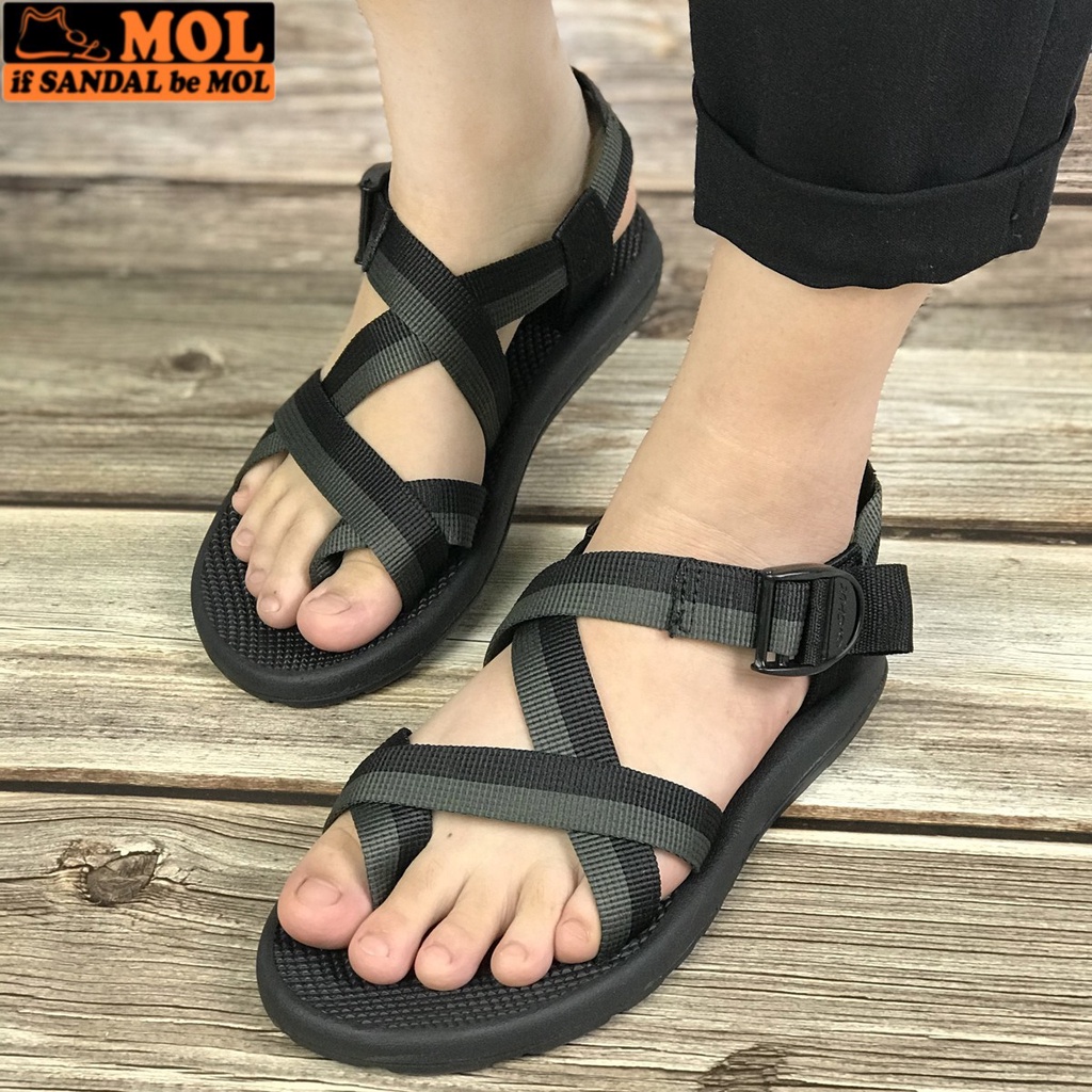 Sandal nam nữ unisex MOL xỏ ngón MS1167B màu đen