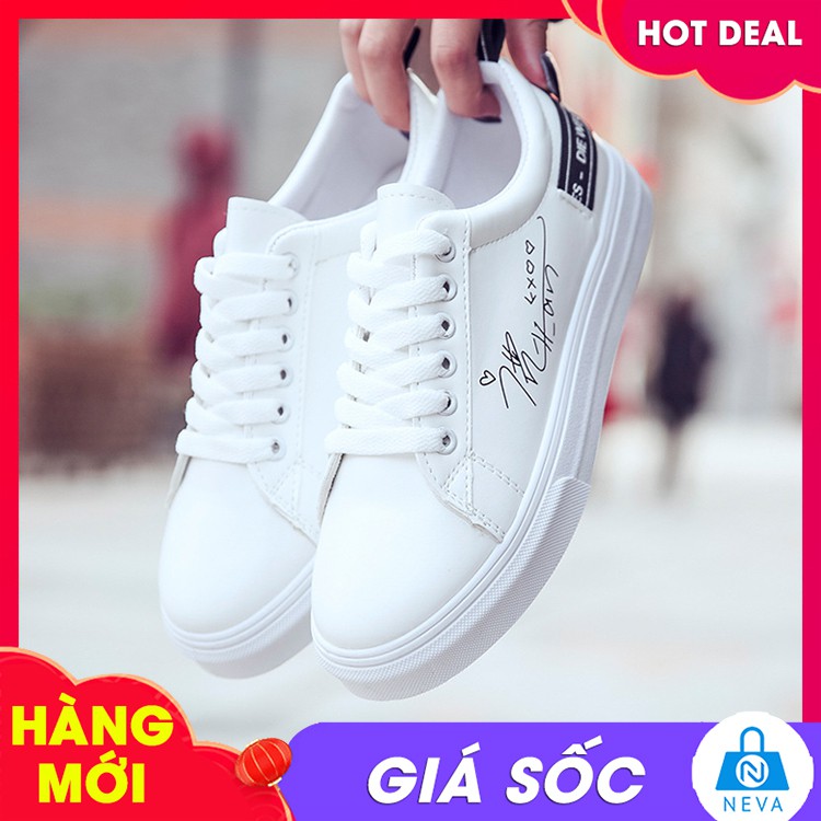 (GIÁ SỐC) Giày sneaker nữ Màu trắng gót thêu đen đỏ Cá tính NEVA2532