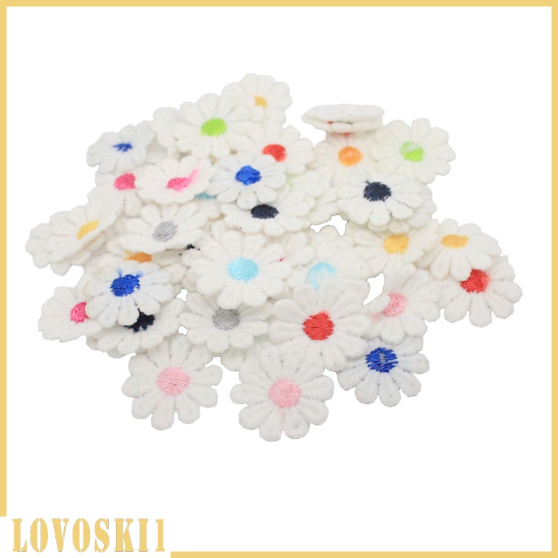 [LOVOSKI1]50Pcs SMALL DAISY FLOWER Embroidered Sew On Patches for Bags Clothes Decor