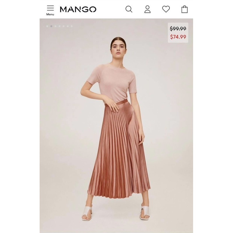 Chân váy xếp ly cam