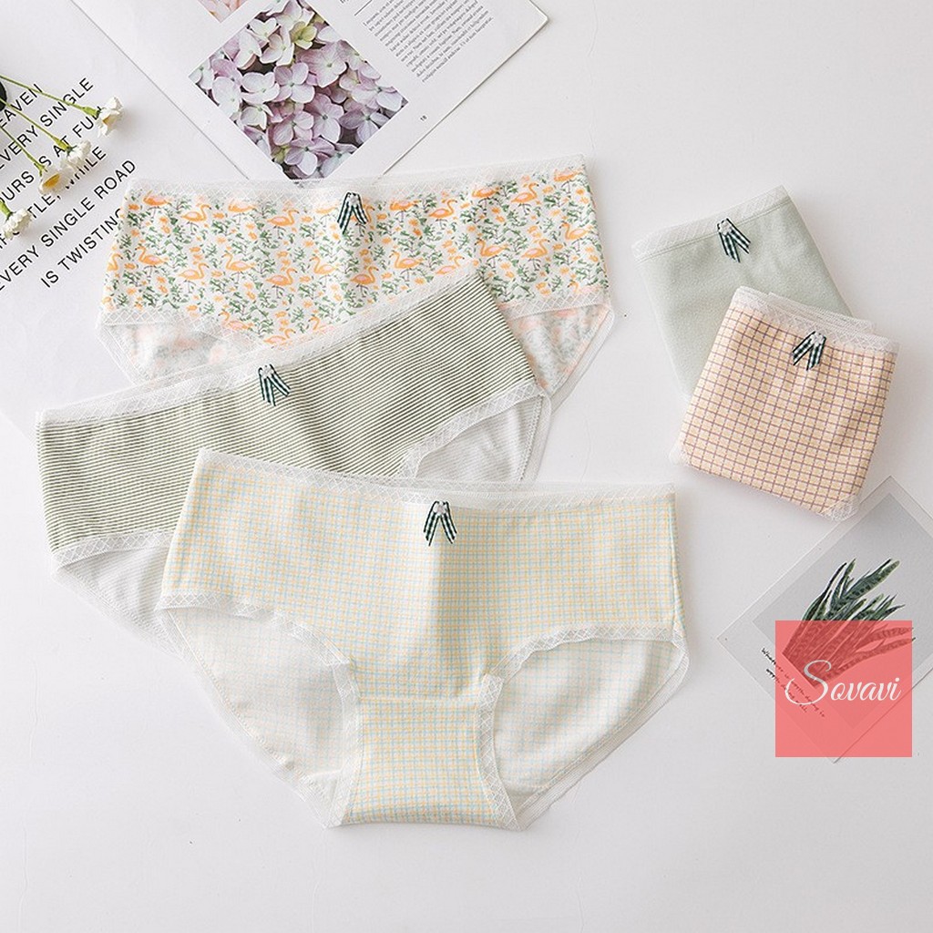 Quần lót nữ họa tiết dễ thương chất liệu cotton QLS056