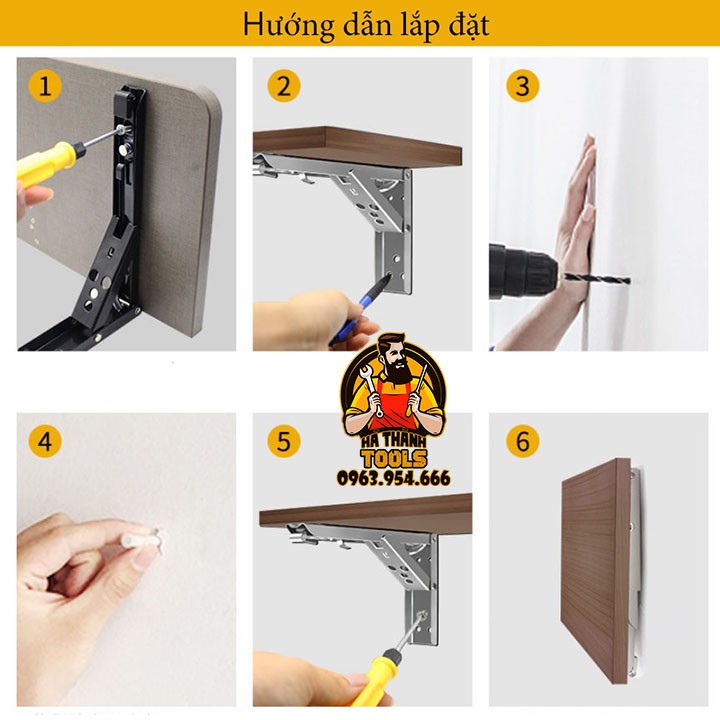 BẢN LỀ GẬP INOX - BẢN LỀ GẤP - KE GẬP LÀM BÀN KỆ GỖ TREO TƯỜNG THÔNG MINH CHỊU LỰC 60KG LOẠI INOX XỊN