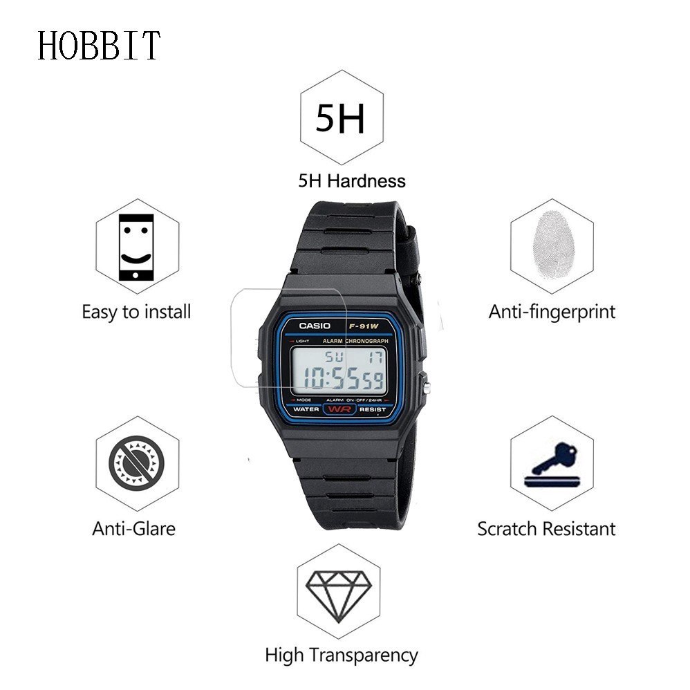 3 Cái Cho Đồng Hồ Casio Nam F91WM F-91WM Phim Bảo Vệ LCD