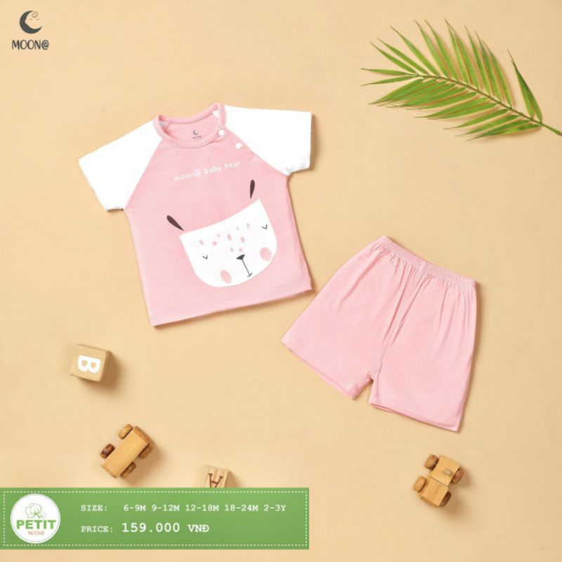 Moon -  XẢ KHO Bộ cộc vải petit Moon cho bé 6-18kg