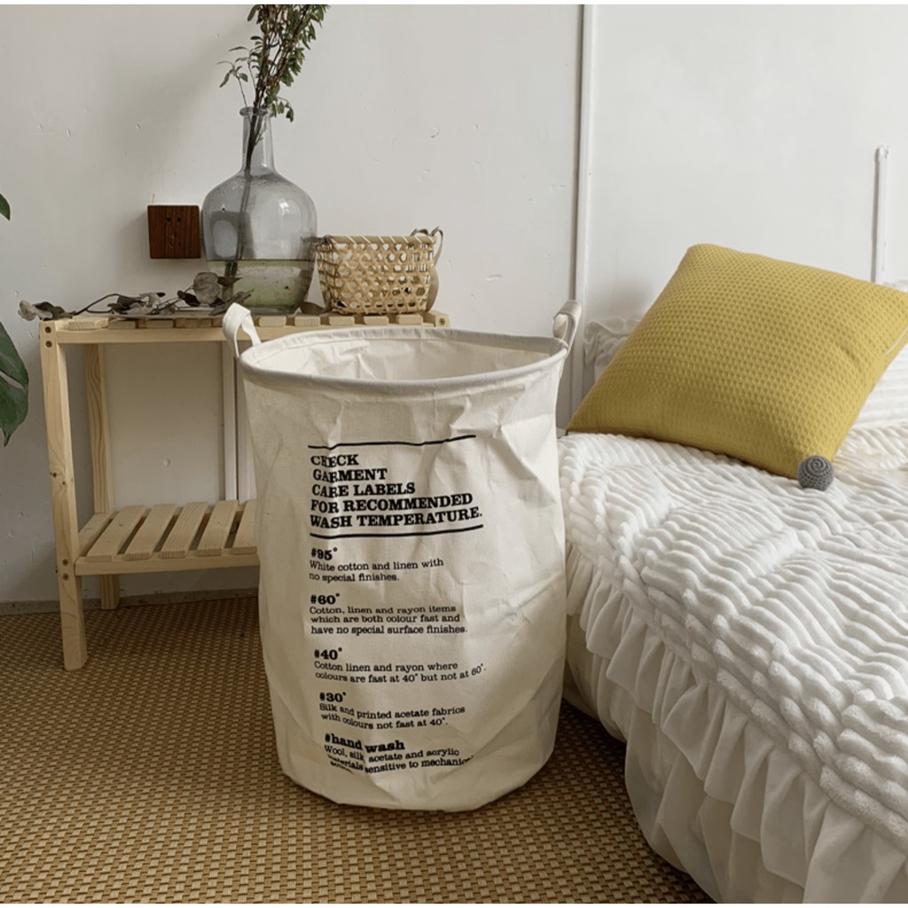 Thùng vải đựng đồ hình trụ hoạ tiết - Décor nhà Sò