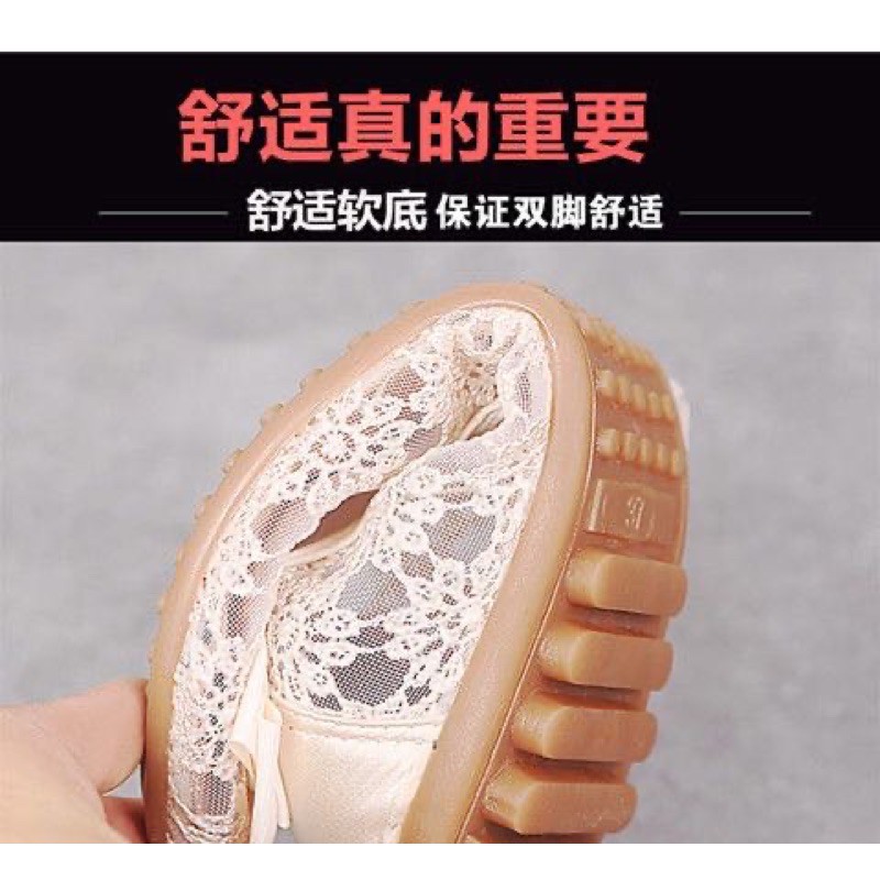 Giày búp bê ren mũi tròn nơ kép BIG SIZE 35-44