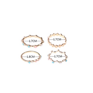 Set 4 Nhẫn Đính Đá Opal Nhiều Màu Sắc