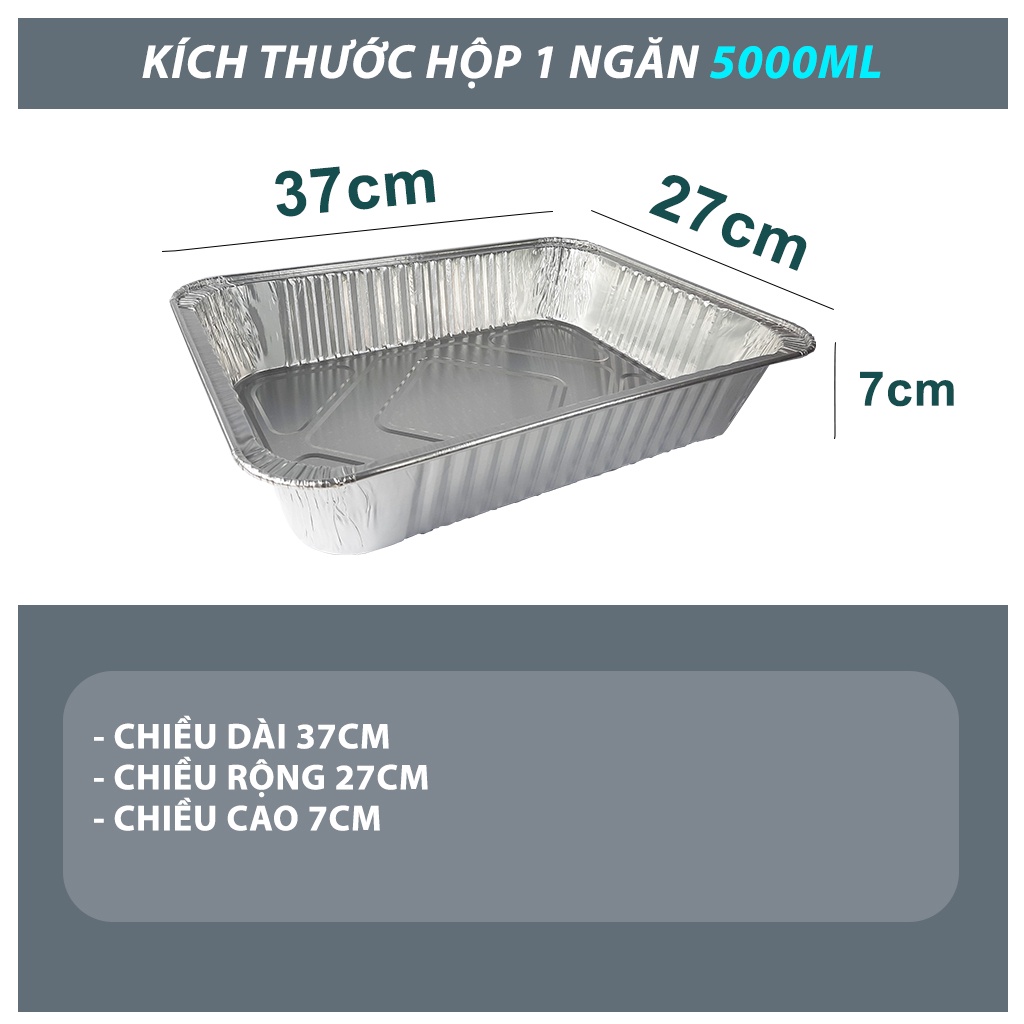 Khay nhôm FTC set 5 hộp 5000ml có nắp đậy cao cấp dùng 1 lần MS370