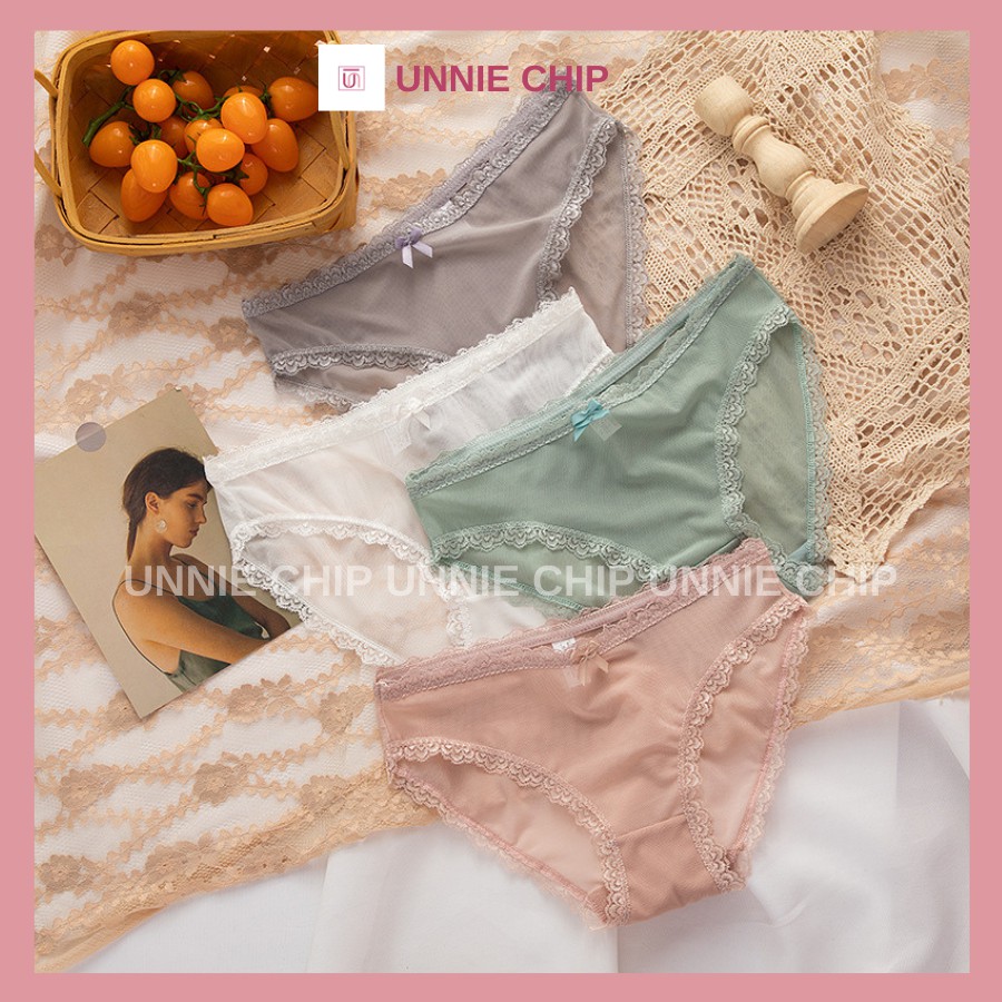 Quần lót ren mỏng gợi cảm sexy eo thấp thoáng khí vải cotton QL024