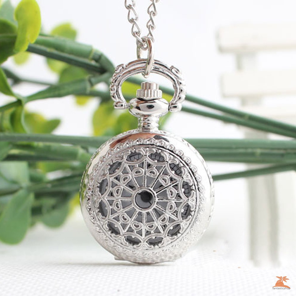 #Đồng hồ bỏ túi# Retro small Size Spider Webs Pocket Watch/Watch Necklace Fashion Jewelry Pendant Watch Necklace