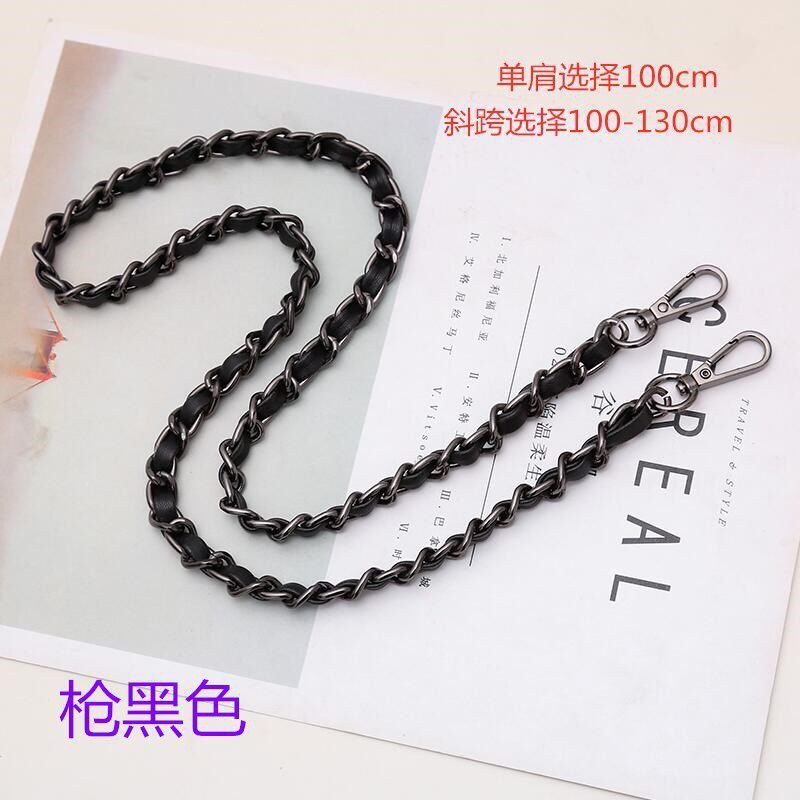 Dây đeo vai / đeo chéo chiều dài 70-100 dạng chuỗi xích bằng kim loại phối da dùng thay thế cho túi xách nữ