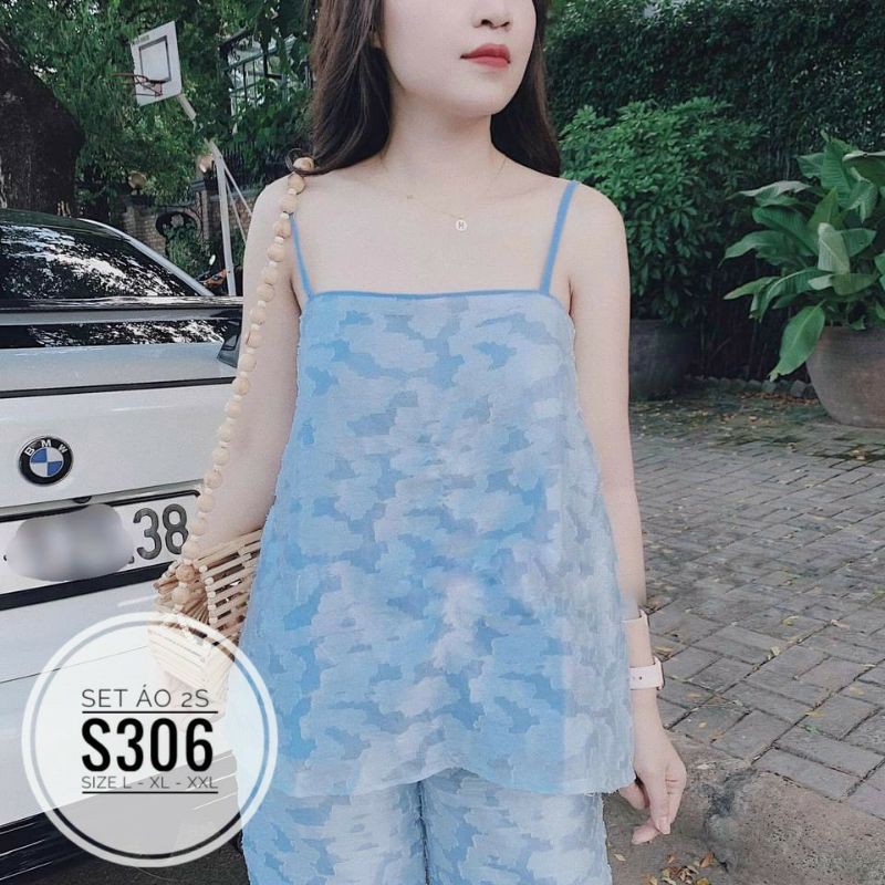 Set big size áo dây và quần suông có lưng thun phía sau từ 60kg-90kg