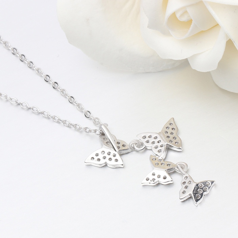 Vòng cổ Mặt Hình Bướm Bốn Cánh Đính Kim Cương Toàn Diện