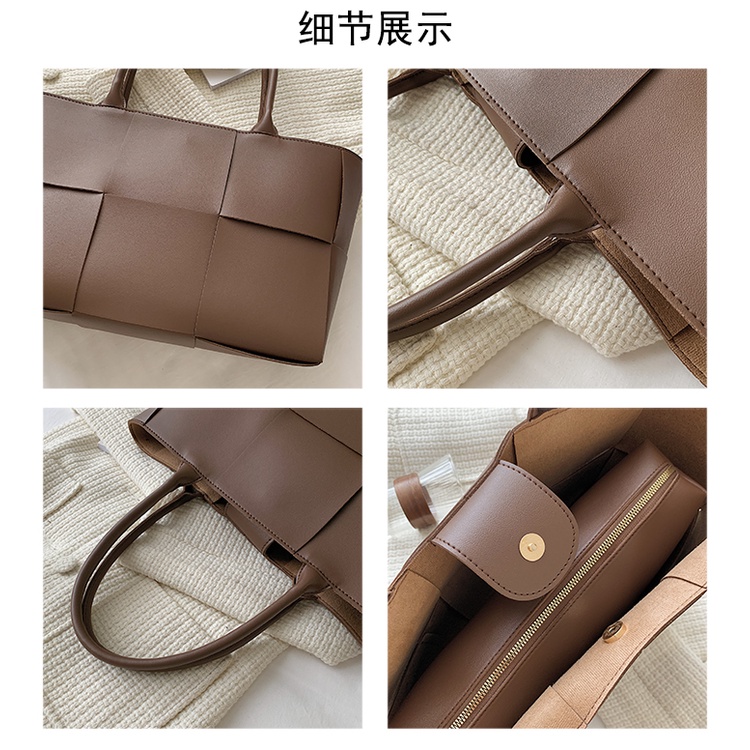 Túi xách JASMIN NOIR bằng da Pu thiết kế dệt sức chứa lớn thời trang mùa đông cho nữ