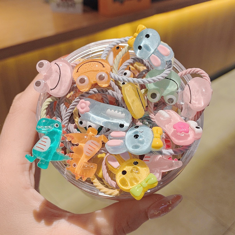 Phim hoạt hình dễ thương hình trái cây hình bông hoa vòng tóc động vật 30 bộ trong số 50 bộ vòng tóc nữ có độ đàn hồi cao