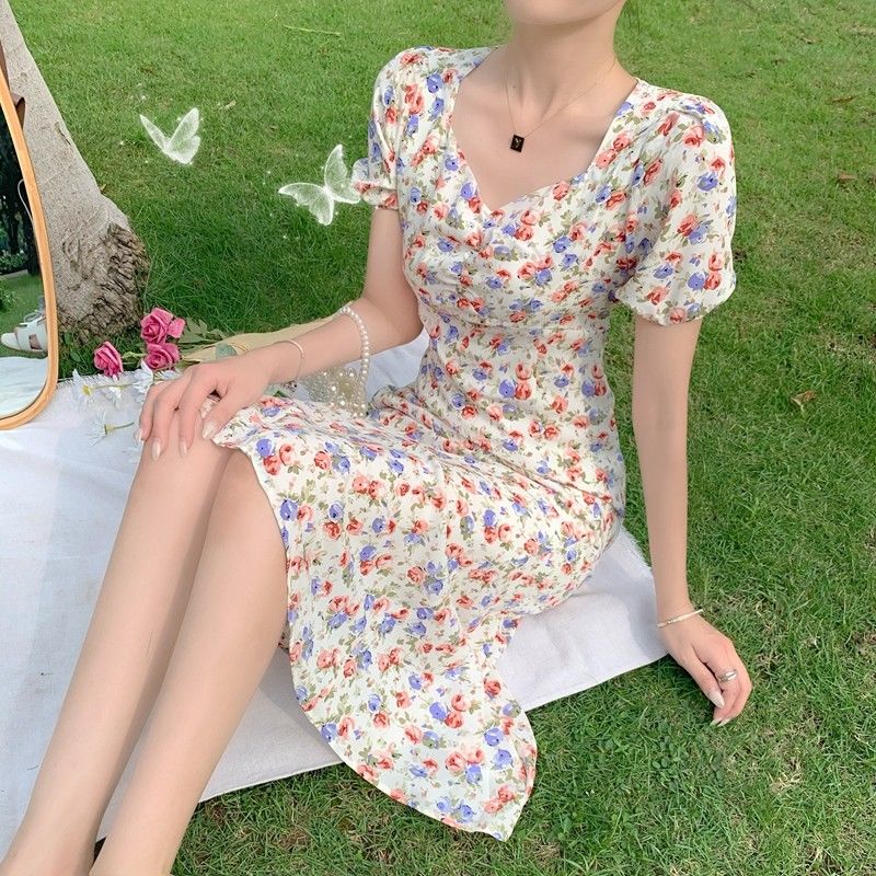 Đầm Hoa Dáng Dài Cổ V Thời Trang Dành Cho Nữ đầm bầu váy nữ váy bé gái váy dài chân váy dài váy nữ chân váy dài