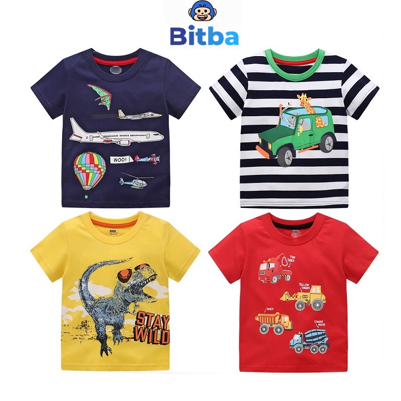 Áo bé trai hàn quốc cộc tay xuất xịn cho bé từ 1 đến 7 tuổi Bitba