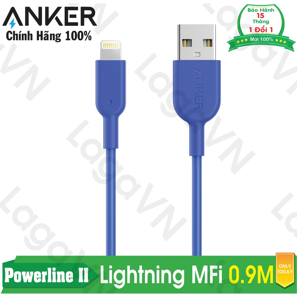 [Freeship toàn quốc từ 50k] Cáp sạc ANKER Powerline II Lightning MFi dài 0.9m cho iPhone iPad iPod - A8432H31