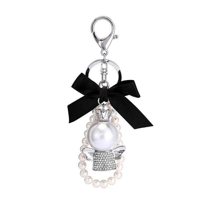 Móc Chìa Khóa Hình Chiếc Nơ Đính Ngọc Trai Thời Trang Xuân Thu Dành Cho Nữ