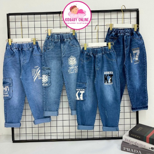 Quần Jeans Ống Rộng Thời Trang Cao Cấp Dành Cho Bé Trai 6-12 tuổi- Quần bò Jeans cho bé trai 25-50kg KidbabyOnline K143
